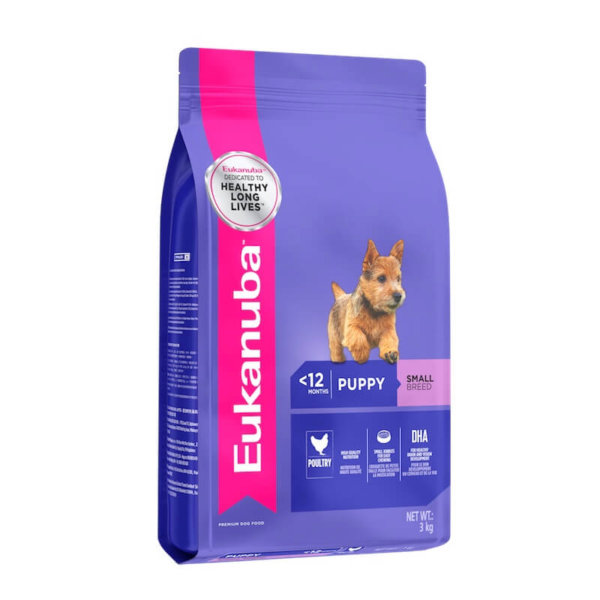 Bag image for Eukanuba dry dog food for small breed puppies - with poultry