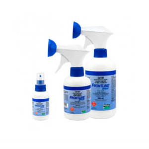 Image for three sizes of Frontline Spray for Tick and Flea treatment in dogs