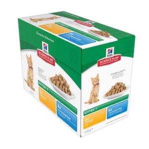 Image of Hills Science Plan multi-pouch box for kittens with 6 chicken and 6 Ocean Fish pouches